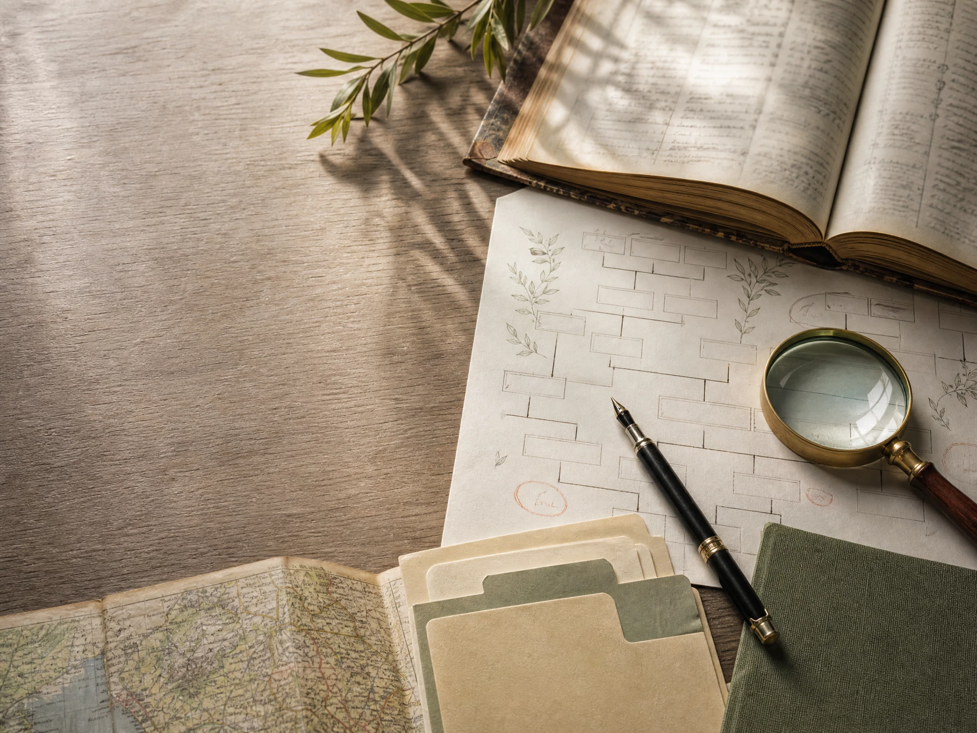 Documentos, mapa y herramientas de investigación familiar